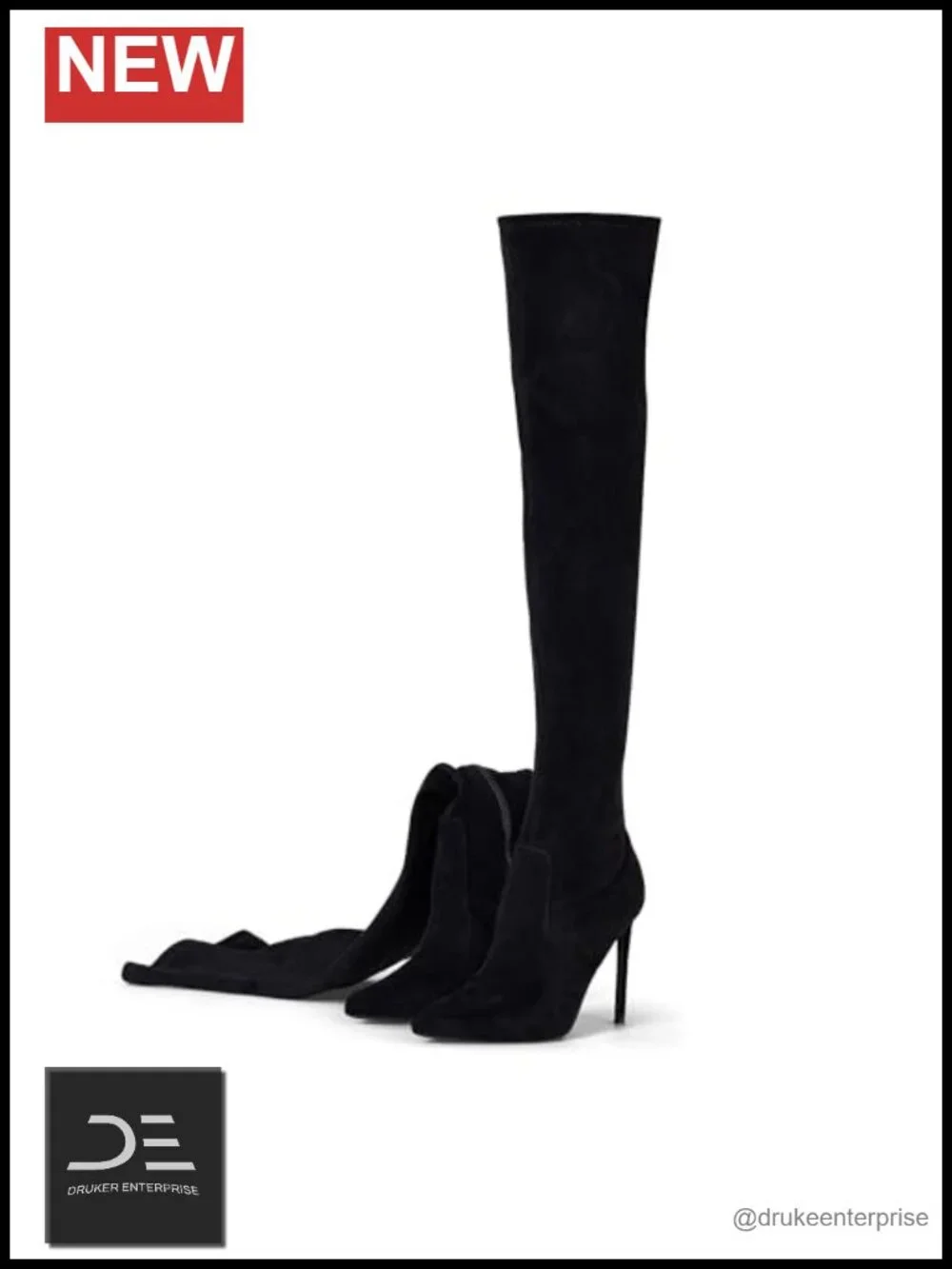Over the Knee Boots Stretch Suede Stiletto Heels Pointed Toe Women's Thigh High
